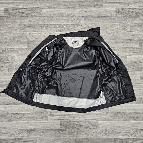 Vintage 90s Team Nike Sport White Tag Black Windbreaker Jacket Youth L Adult S/M - Picture 5 of 12